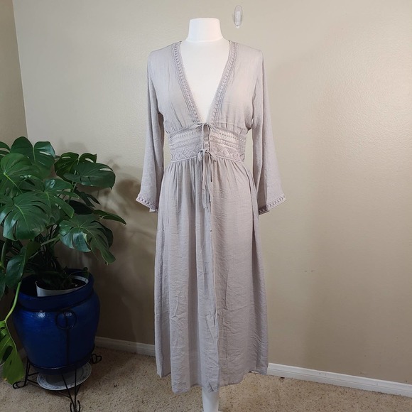 Rebellion Again Boho Gray Kimono Cover Up  Size M - Picture 1 of 7